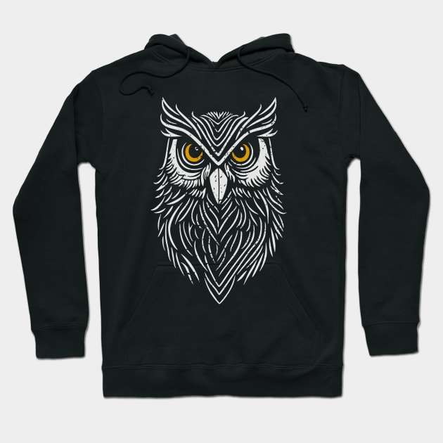 Minimalist Owl - distressed Hoodie by NeverDrewBefore